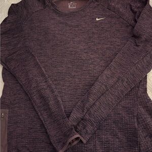 Nike Woman’s Dri-Fit Heathered Purple Crewneck Pullover Tech Running